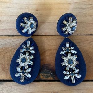 J. Crew Navy Jeweled Tear Drop Earrings